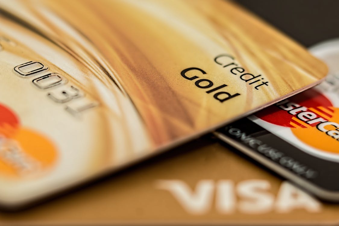 Close up photo of MasterCard debit cards